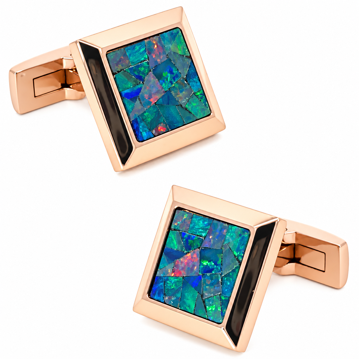 Opal Rose Gold Square Cufflinks