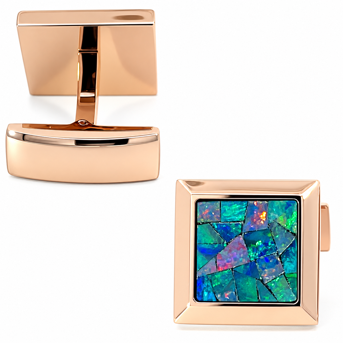 Opal Rose Gold Square Cufflinks