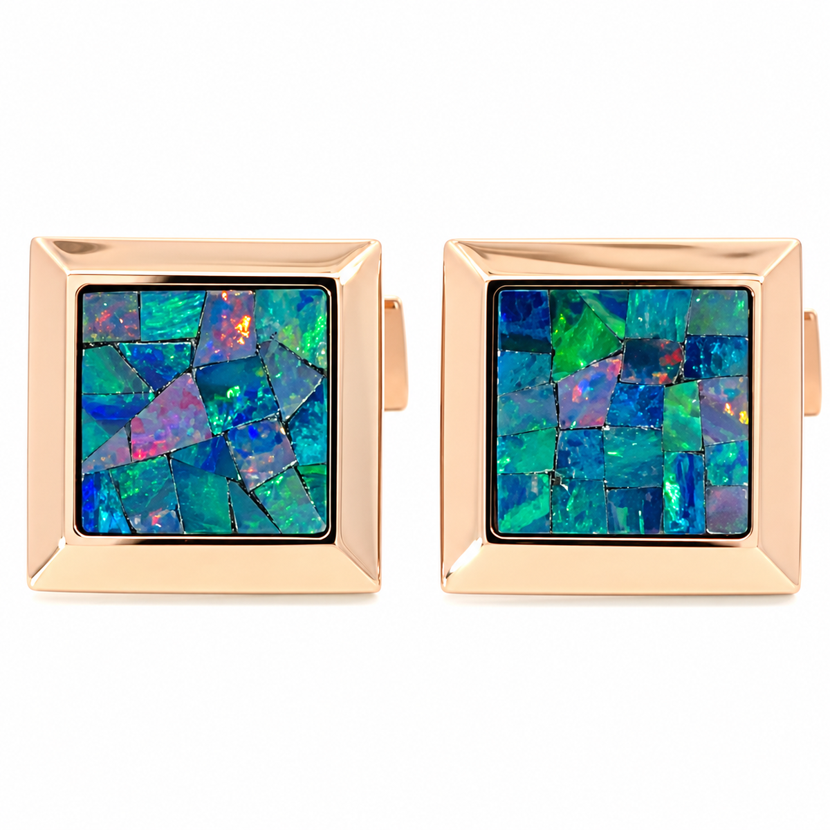 Opal Rose Gold Square Cufflinks