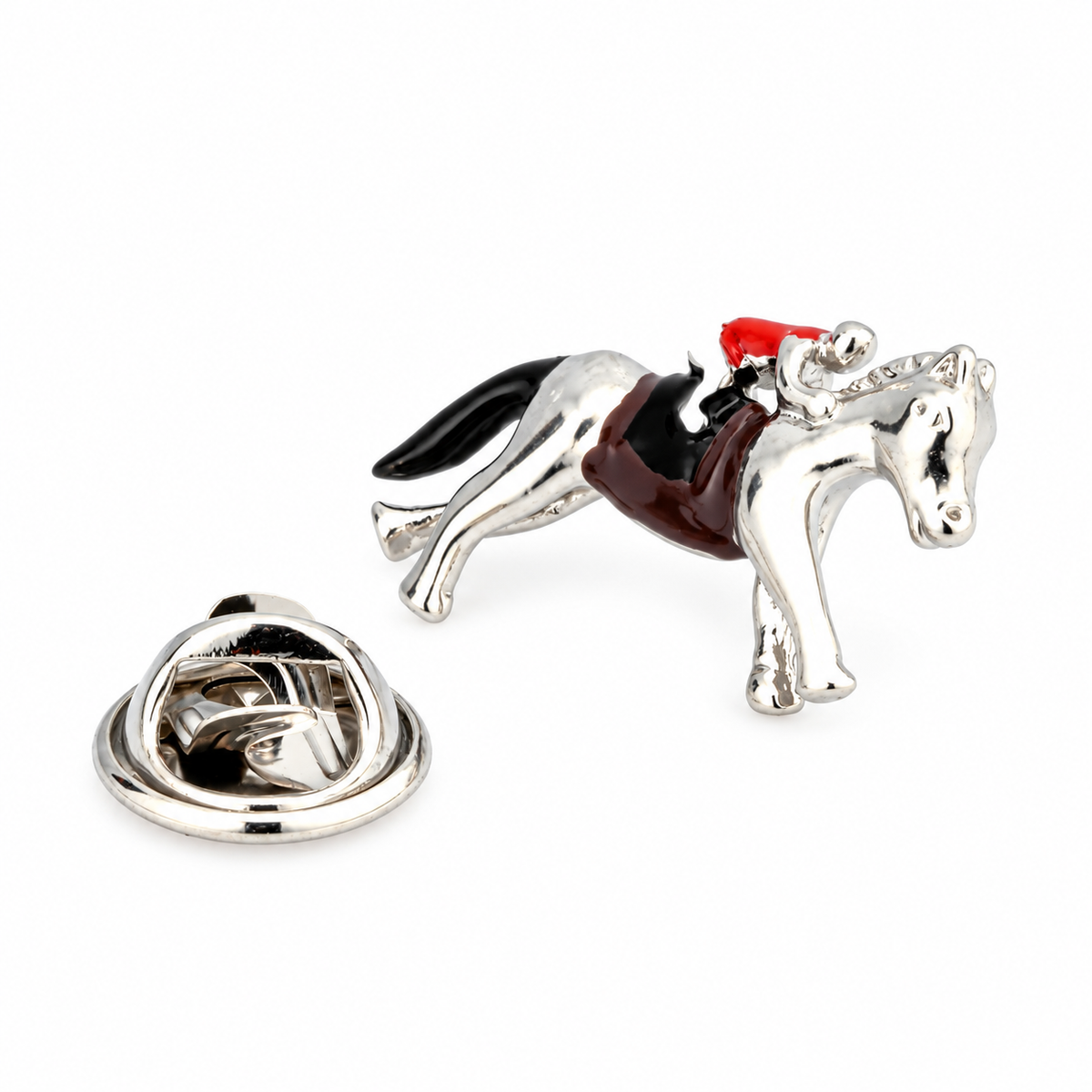 Pin de Revers Cheval et Jockey Couleur