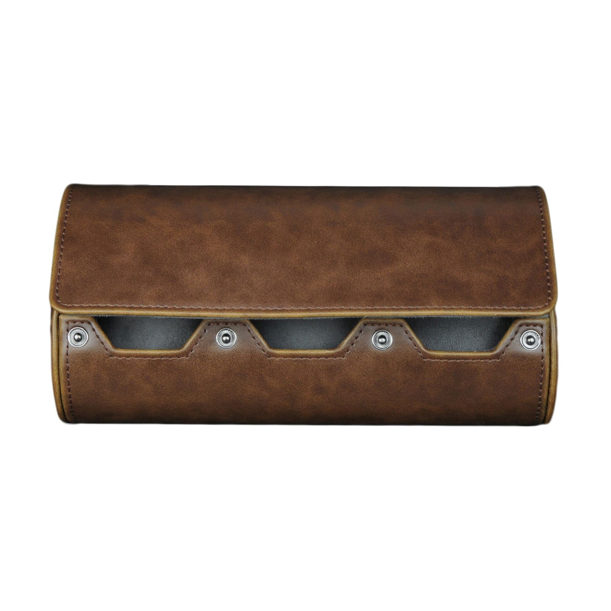 Watch Roll Case for 3 in Brown Vegan Leather Watch Boxes Clinks