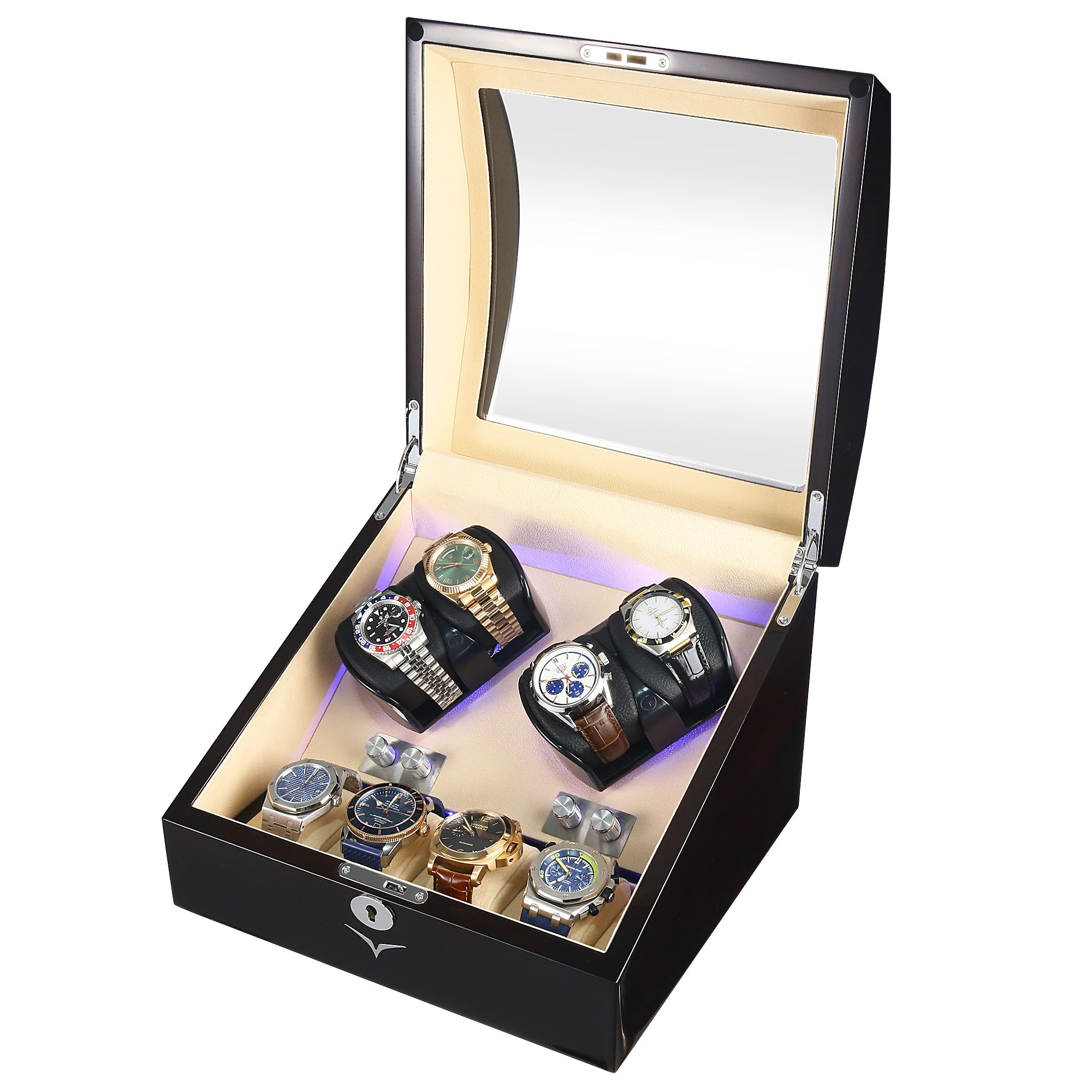 Seconds - Avoca Watch Winder Box 4 + 4 Watches in Mahogany
