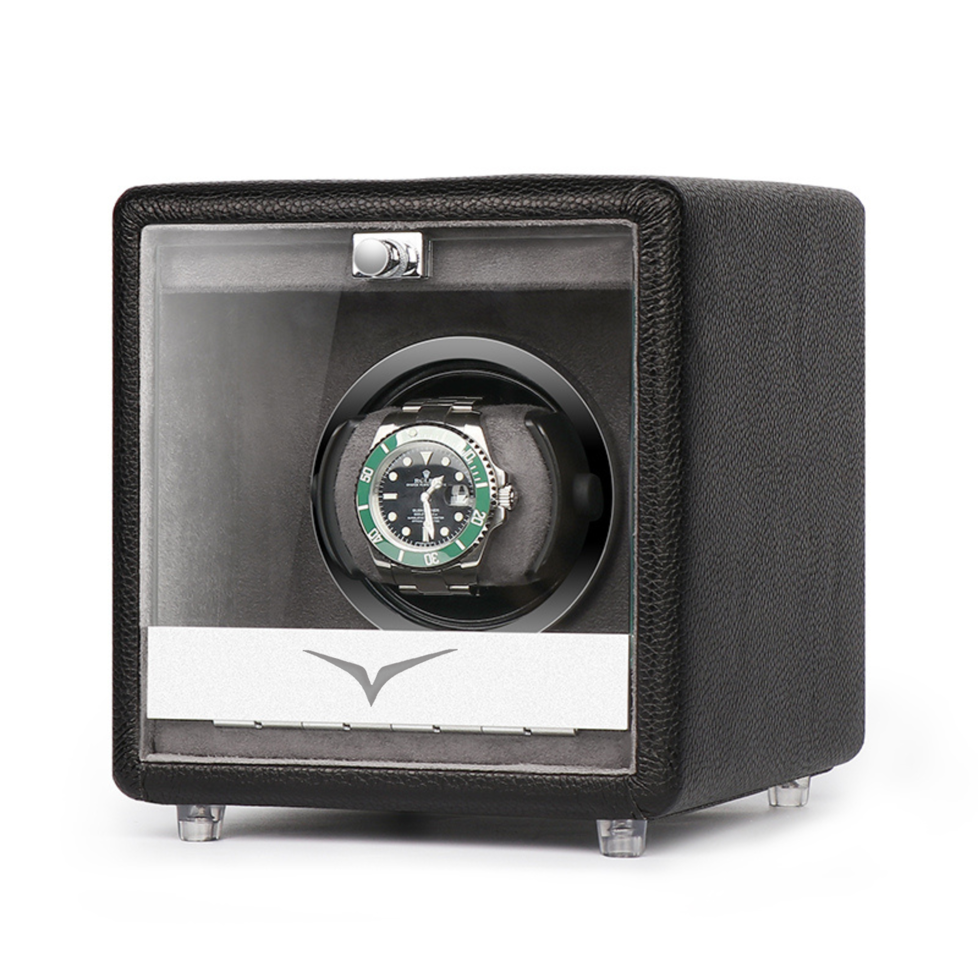 Evandale Single Watch Winder in Black Vegan Leather