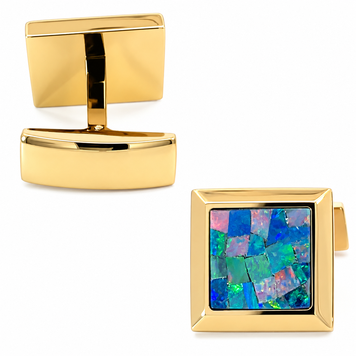 Opal Gold Square Cufflinks