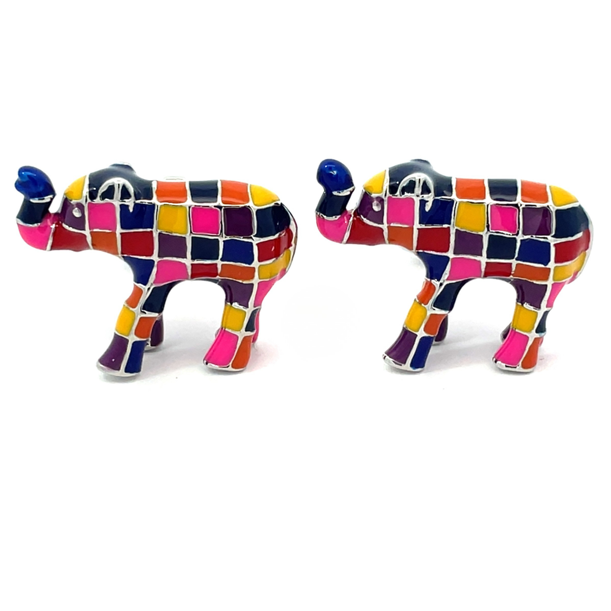 Multi Coloured Elephant Cufflinks