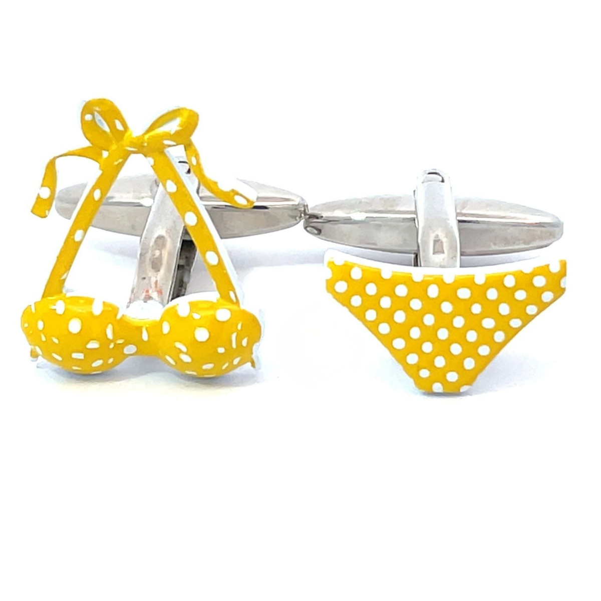 Yellow Polka Dot Bikini Cufflinks