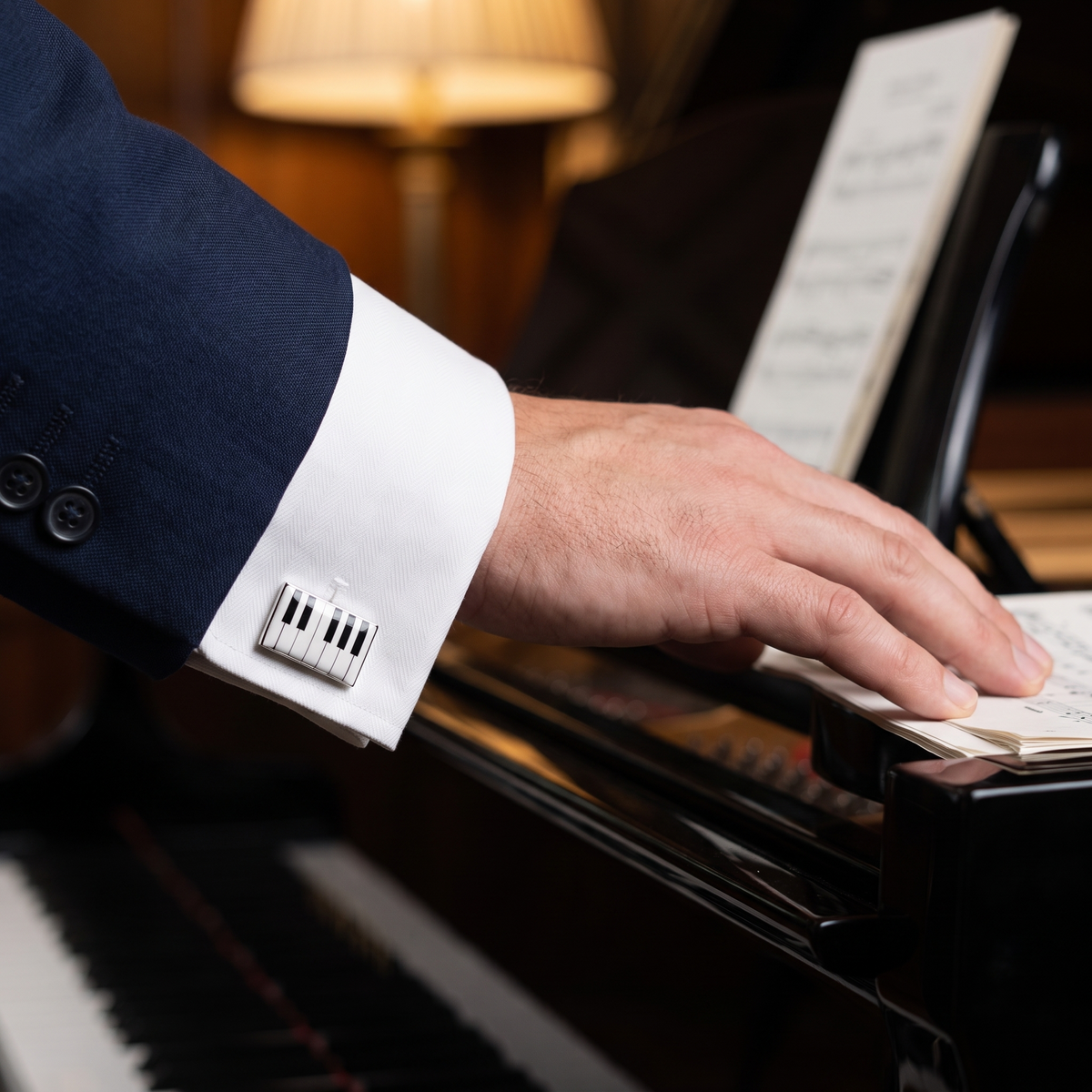 Piano Keyboard Cufflinks — lifestyle shot