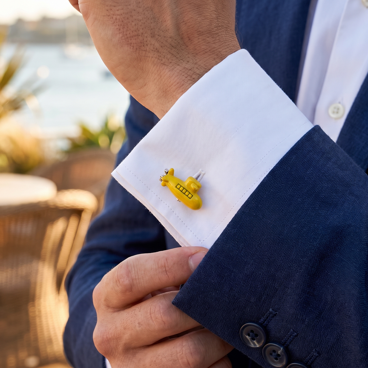 Yellow Submarine Cufflinks — lifestyle shot