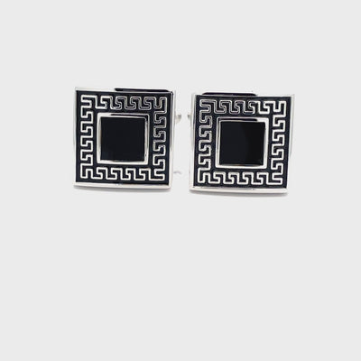 Black Patterned Enamel Cufflinks