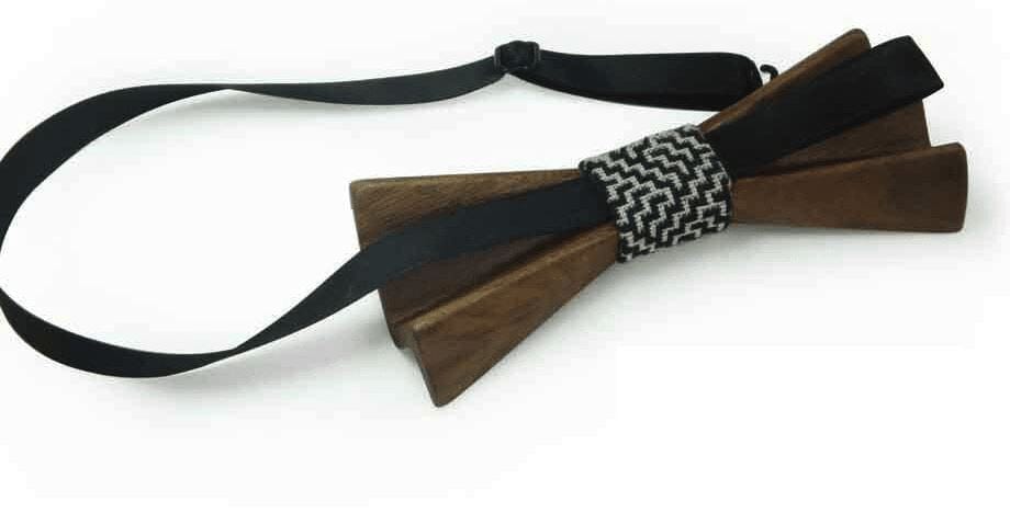 Dark Wood 3D Accordion Style Kids Bow Tie in Stars Bow Ties Clinks 